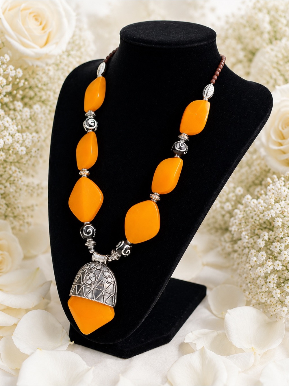 Bold Orange Statement Pendant Necklace - Women's Jewelry